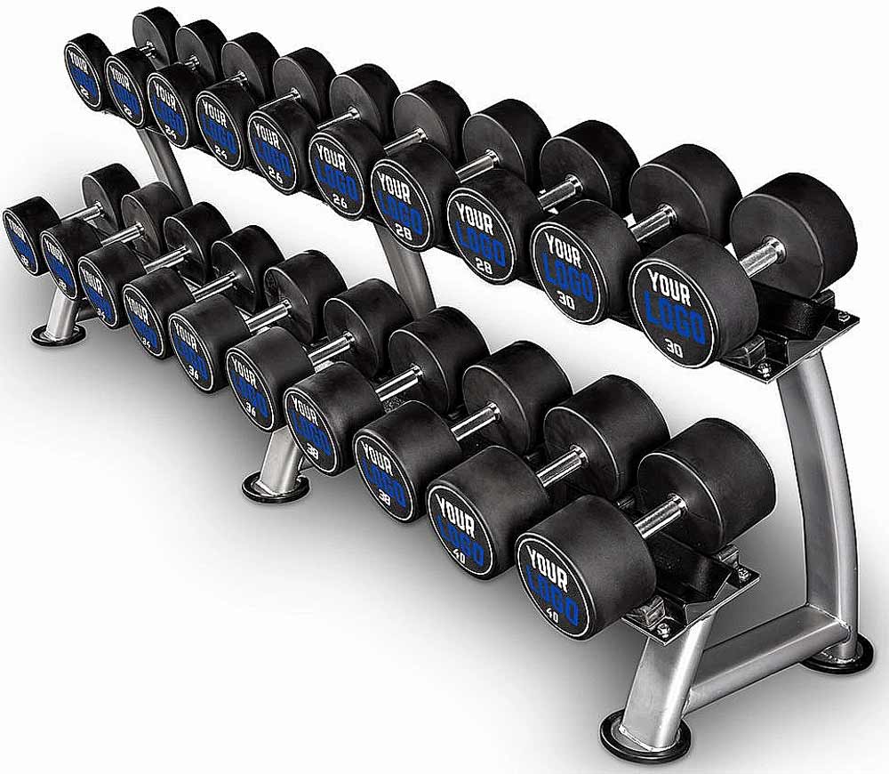 Bild von Polyurethan Dumbbell - Customer Logo - in 2 kg Steps - Kompakthantelsatz 4 - 40 kg